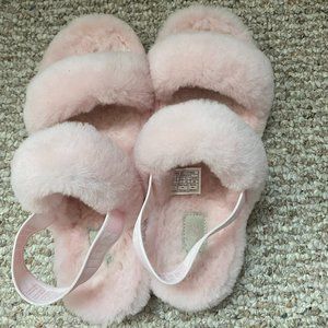 Pink Fuzzy Ugg Sandals, Size 9